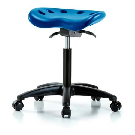 E Com Interion Polyurethane Tractor Stool W/ Seat Tilt - Blue w/ Black Base PTMBSO-RG-NF-RC-BLU